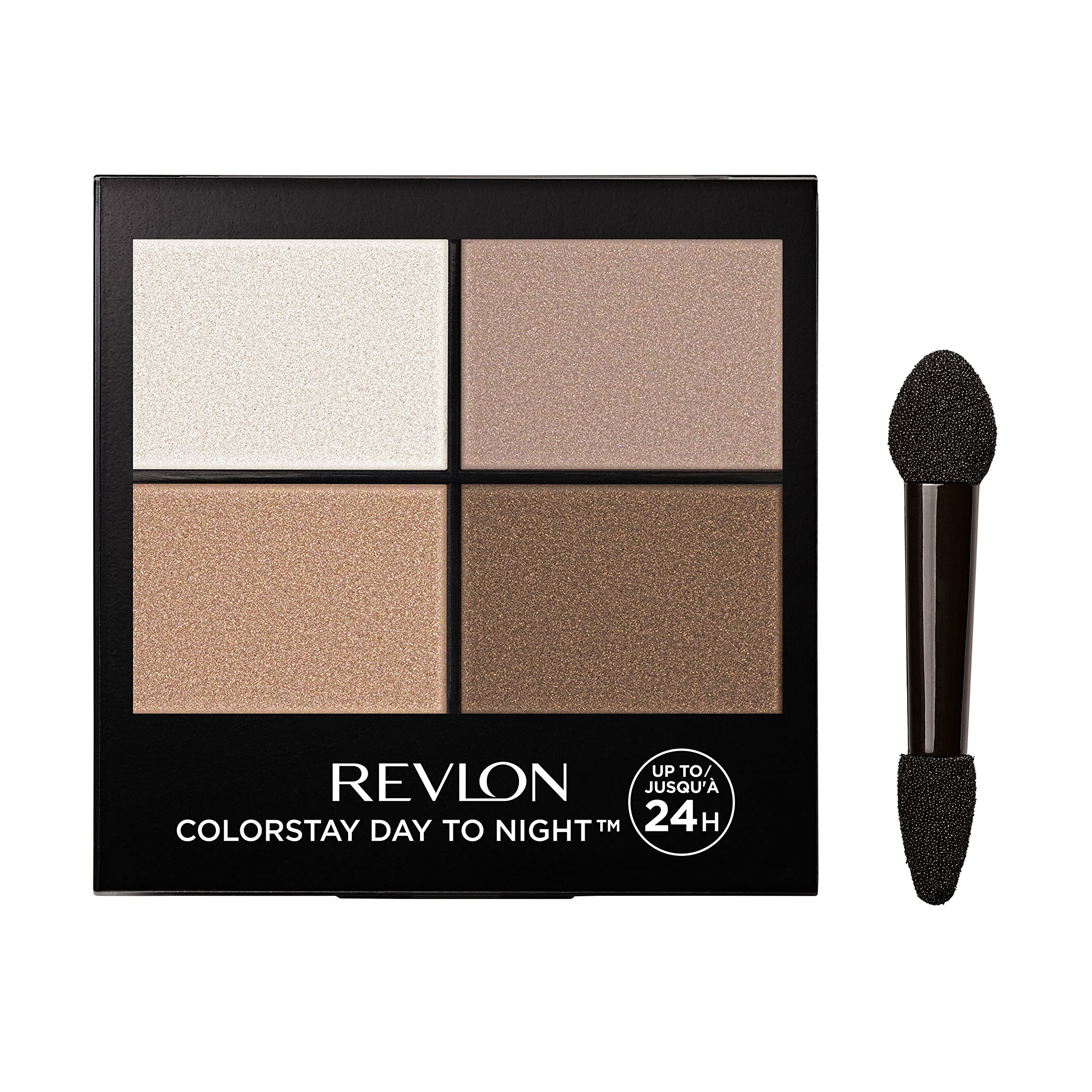 Revlon ColorStay Day to Night Eyeshadow Quad, 555 Moonlit, 0.16 oz | Longwear eyeshadow quad with velvety, blendable matte & shimmer shades. Crease & smudge proof. Up to 24hr wear.