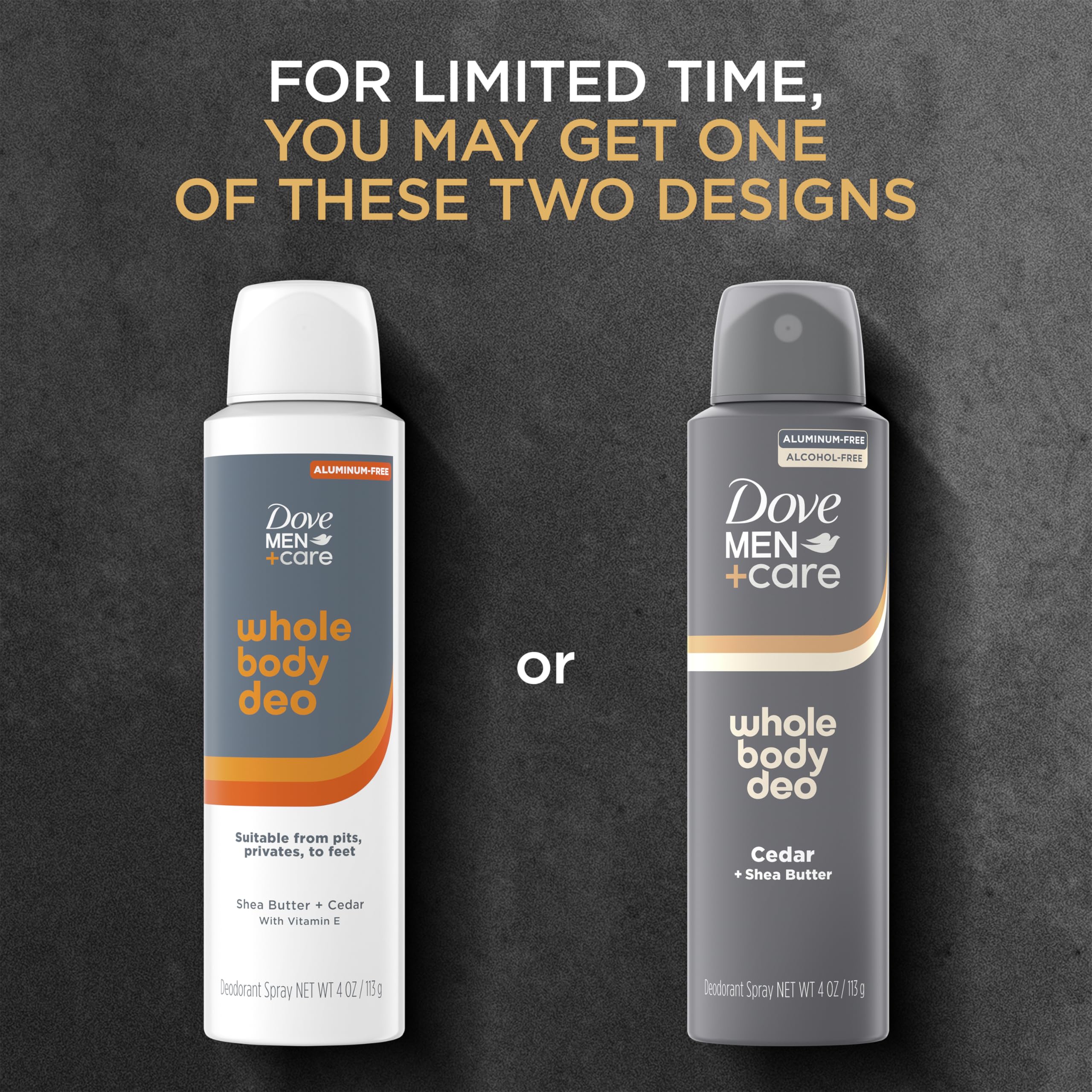 DOVE MEN + CARE Whole Body Deo Deodorant Spray Cedar + Shea Butter, 4 oz