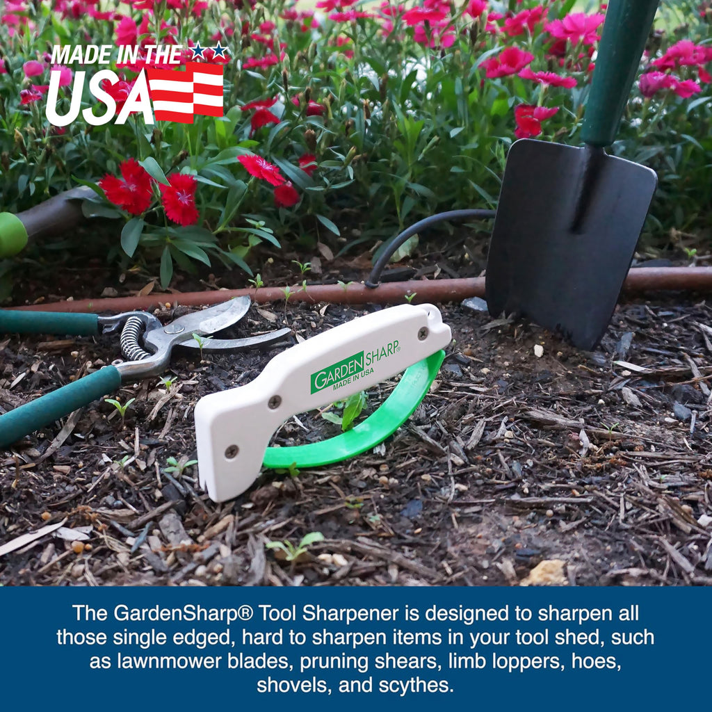 AccuSharp Garden Tool Sharpener, Diamond-Honed Tungsten Carbide Blades, Restores, Repairs, Sharpens & Hones Lawnmower Blades, Secateurs, Limb Loppers, Hoes, Shovels, and Scythes