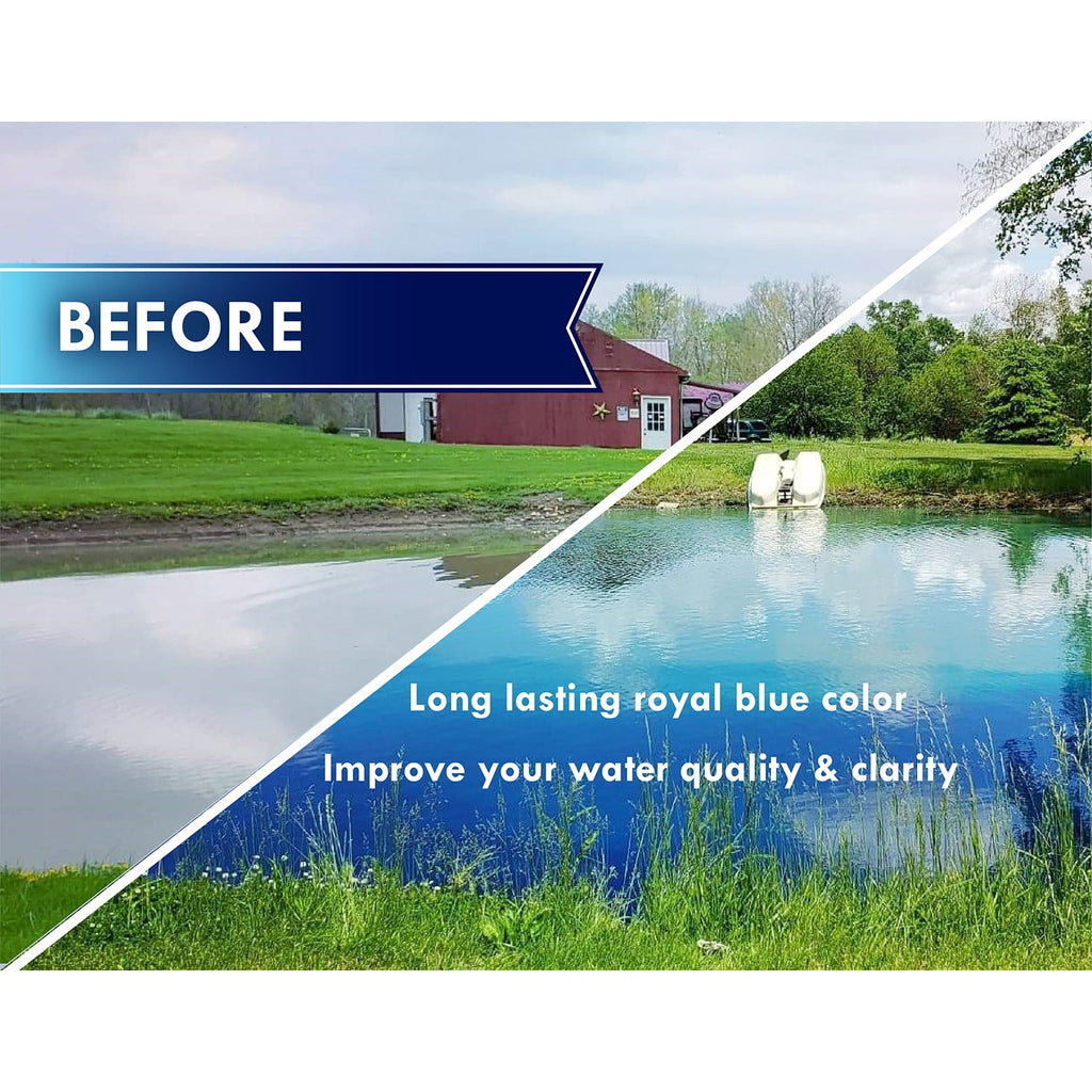 Pond Worx Blue Lake and Pond Dye - 4X Concentrated Liquid Pond Colorant - Treats up to 1 Acre - 1 Quart
