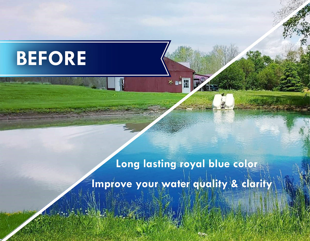 Pond Worx Blue Lake and Pond Dye - 4X Concentrated Liquid Pond Colorant - Treats up to 1 Acre - 1 Quart