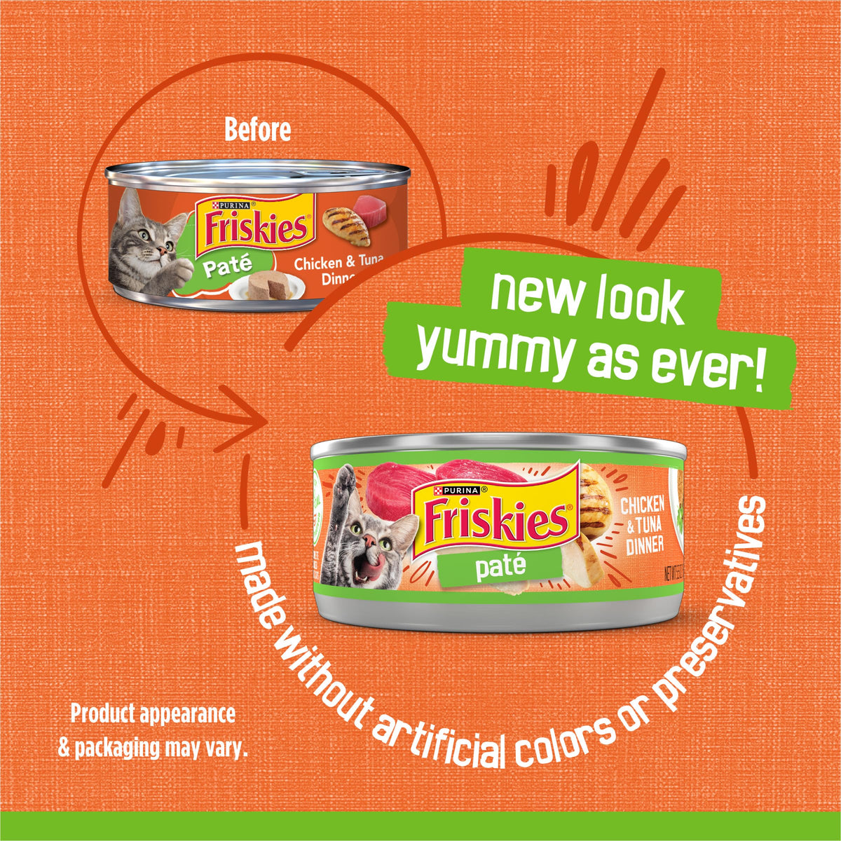Purina Friskies Wet Cat Food Pate, Chicken & Tuna Dinner, (24) 5.5 oz Cans