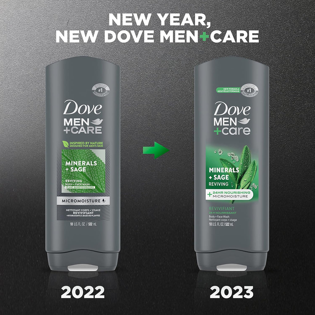 Buy now Dove Body and Face Wash Reviving Minerals + Sage Body Wash for Men with 24-Hour Nourishing Micromoisture Technology, 18 oz at indiglob india