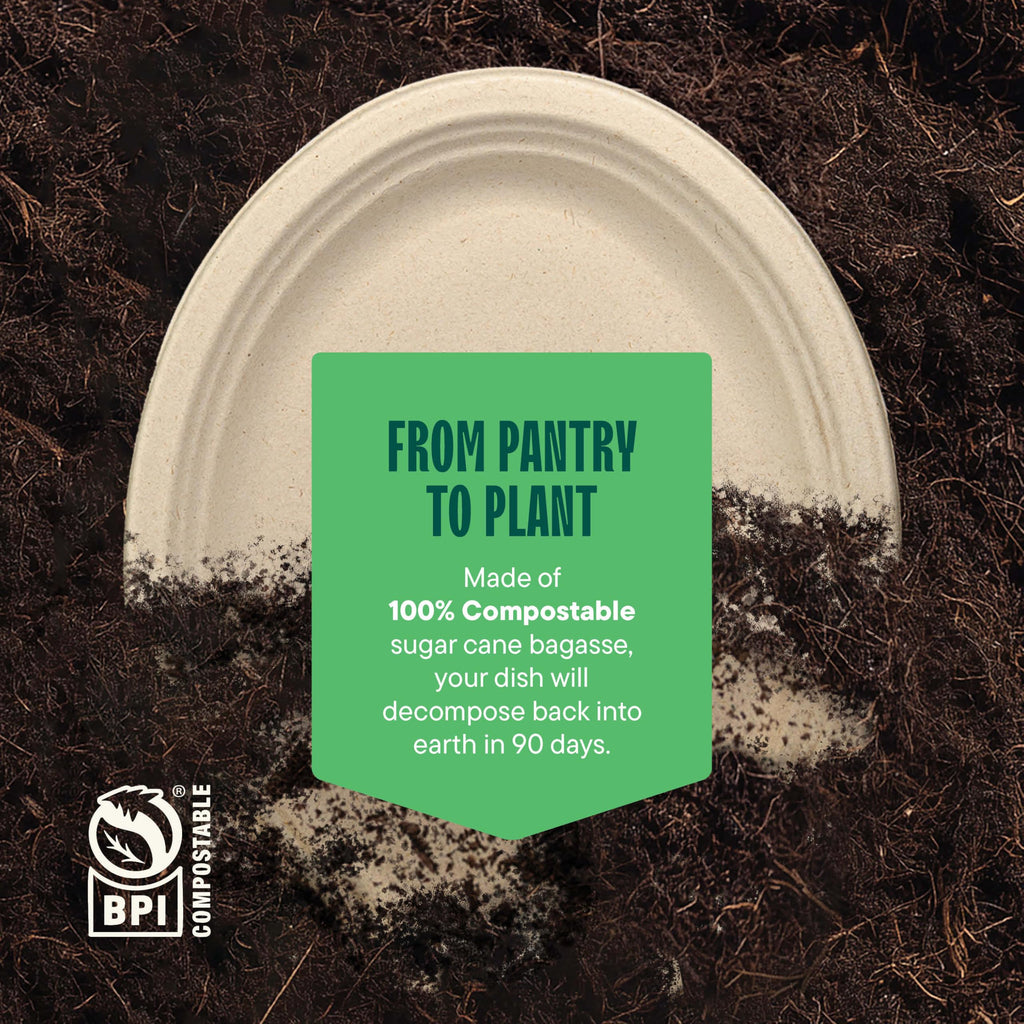Stack Man 12 Inch Oval Paper Plates Heavy Duty Disposable - [125-Count] Biodegradable Sugarcane Bagasse Platters, Perfect for Thanksgiving Turkey & BBQ, Microwave Safe, PFAS-Free Sturdy Eco-Friendly