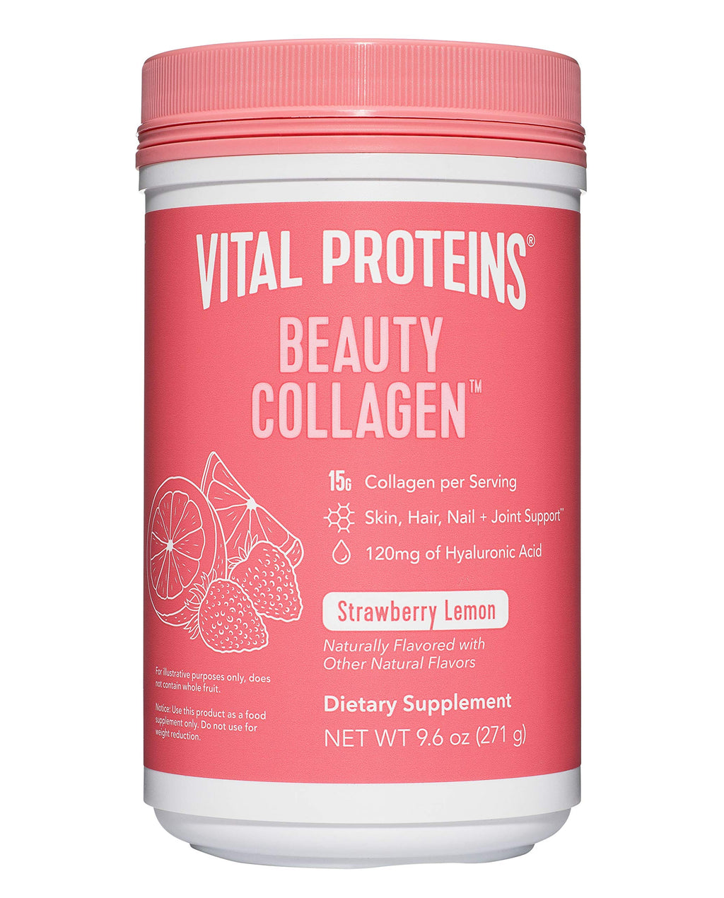 Buy now Vital Proteins Beauty Collagen (Strawberry Lemon, Canister) - 120mg of Hyaluronic Acid and 15g of Collagen Per Serving at indiglob india