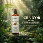 PURA D'OR ORGANIC Sweet Almond Oil, Pure Carrier Oil for Hair & Skin, 16 Oz | Moisturizes dry skin & softens strands; fast-absorbing, non-greasy feel for DIY beauty, massage & bath blends; USDA Certified