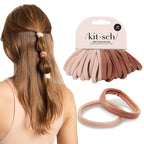 Buy now Kitsch Black Hair Ties No Damage - Strong, Stretchy Hair Bands | Soft Nylon Ponytail Holders, Snag-Free Rubber Bands, Perfect for Updos & Braids | Ideal Gifts for Women - Black, 6pcs at indiglob india