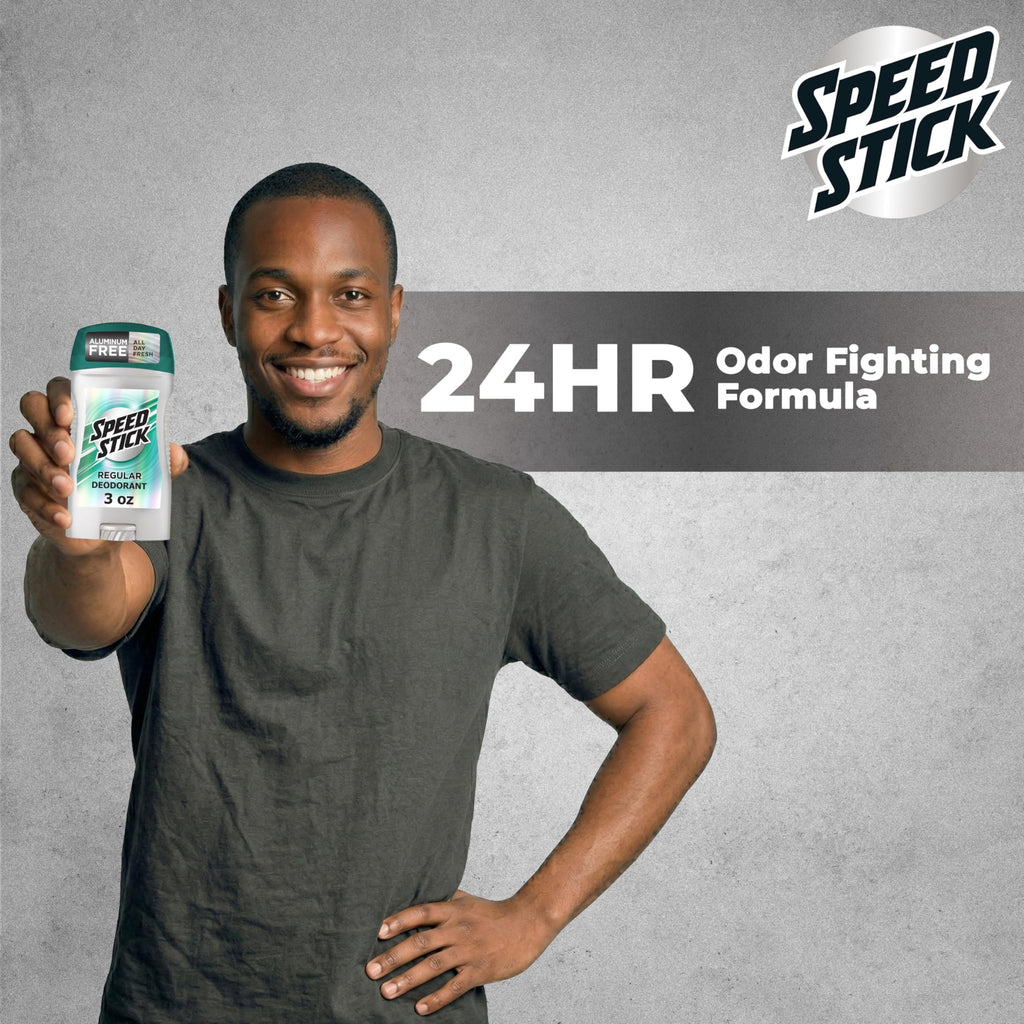 Speed Stick Aluminum Free Men's Deodorant, Regular, 3 oz (4 Pack) | 24-HR Sweat and Odor Protection, Underarm Antiperspirant for Men, Male Grooming, Everyday Use, Active Lifestyles