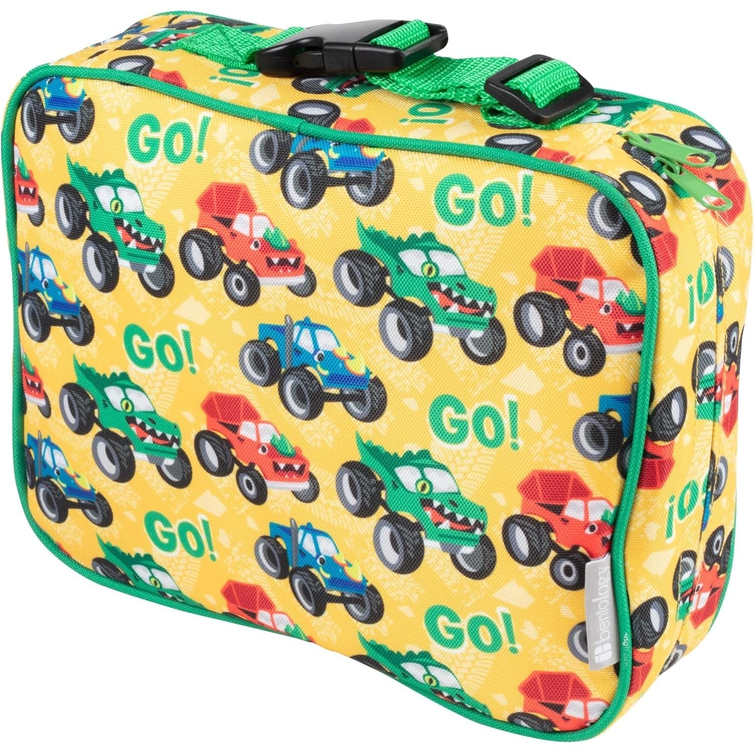 Buy now Bentology Lunch Box for Boys- Kids Insulated, Durable Lunchbox Tote Bag Fits Bento Boxes, Containers Jars & Water Bottles- Reusable School Lunch Sleeve Keeps Food Hotter or Colder Longer- Emoji Monster Truck at indiglob india