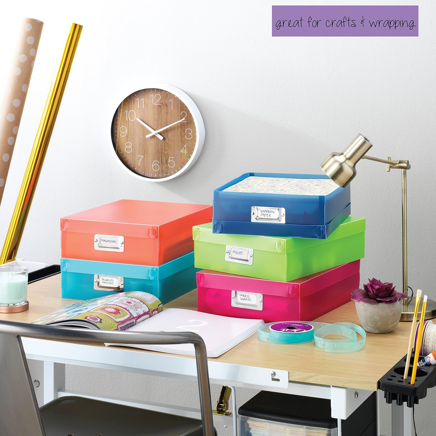 Buy now Whitmor Plastic Document Boxes Assorted Colors Set of 5 at indiglob india