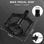 Hapleby Premium Bike Pedals of 9/16 Inch, Professional Mountain and Road Bike Flat Pedal with 2 Sealed Bearings, Wide Paltform and Lightweight of Bicycle Pedals, Come with Pedal Wrench 1PCs