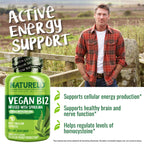 NATURELO Vegan B12 - Methylcobalamin, 90 Capsules | Organic Spirulina, Methyl B12 1000 mcg, Supports Healthy Mood, Energy, Heart & Eye Health, Vitamin B12 1000 mcg