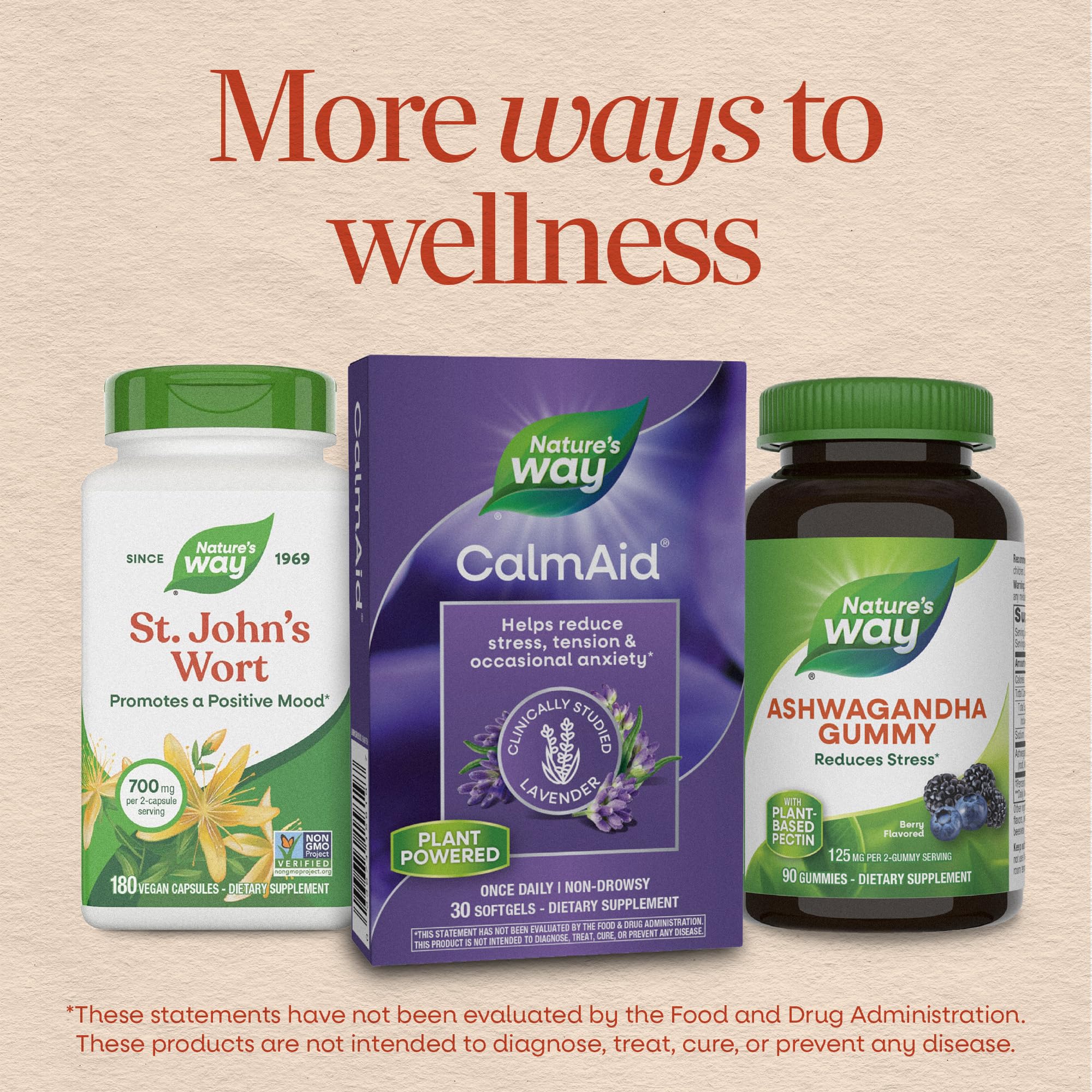 Nature's Way CalmAid Lavender Oil Supplement, Calm & Stress Support*, 90 ct | Clinically Studied Silexan Lavender Oil, Non-Drowsy, Daily Softgels, 3 Month Supply