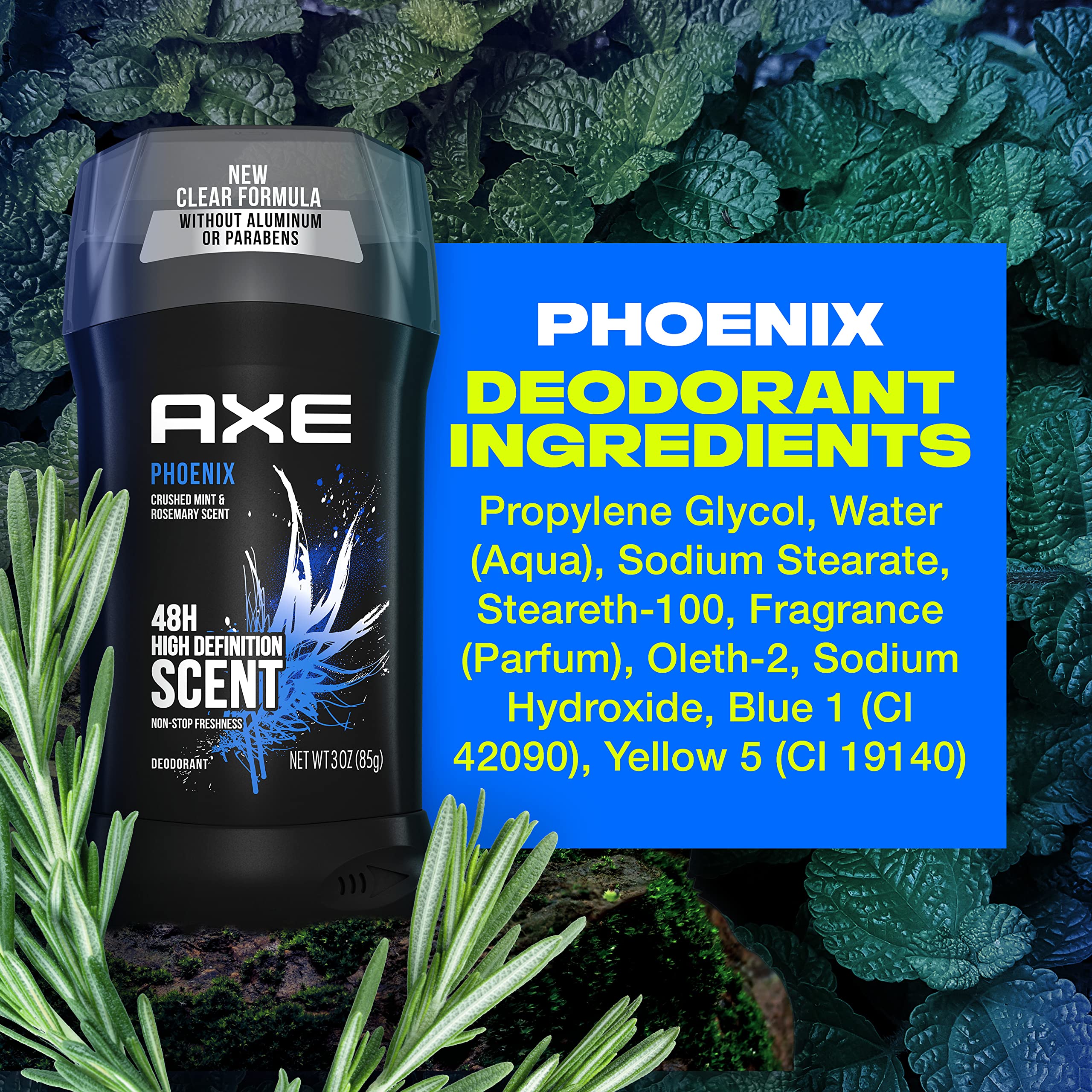 AXE Deodorant Stick for Men Phoenix 3 oz Twin Pack | For Long Lasting Odor Protection. Crushed Mint & Rosemary, Aluminum Free