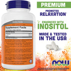 NOW Foods L-Theanine, Double Strength 200 mg Per Cap - 180 Veg Capsules - Enhanced with 100mg Inositol - Vegetarian, Non-GMO - Ltheanine 200mg Supplement