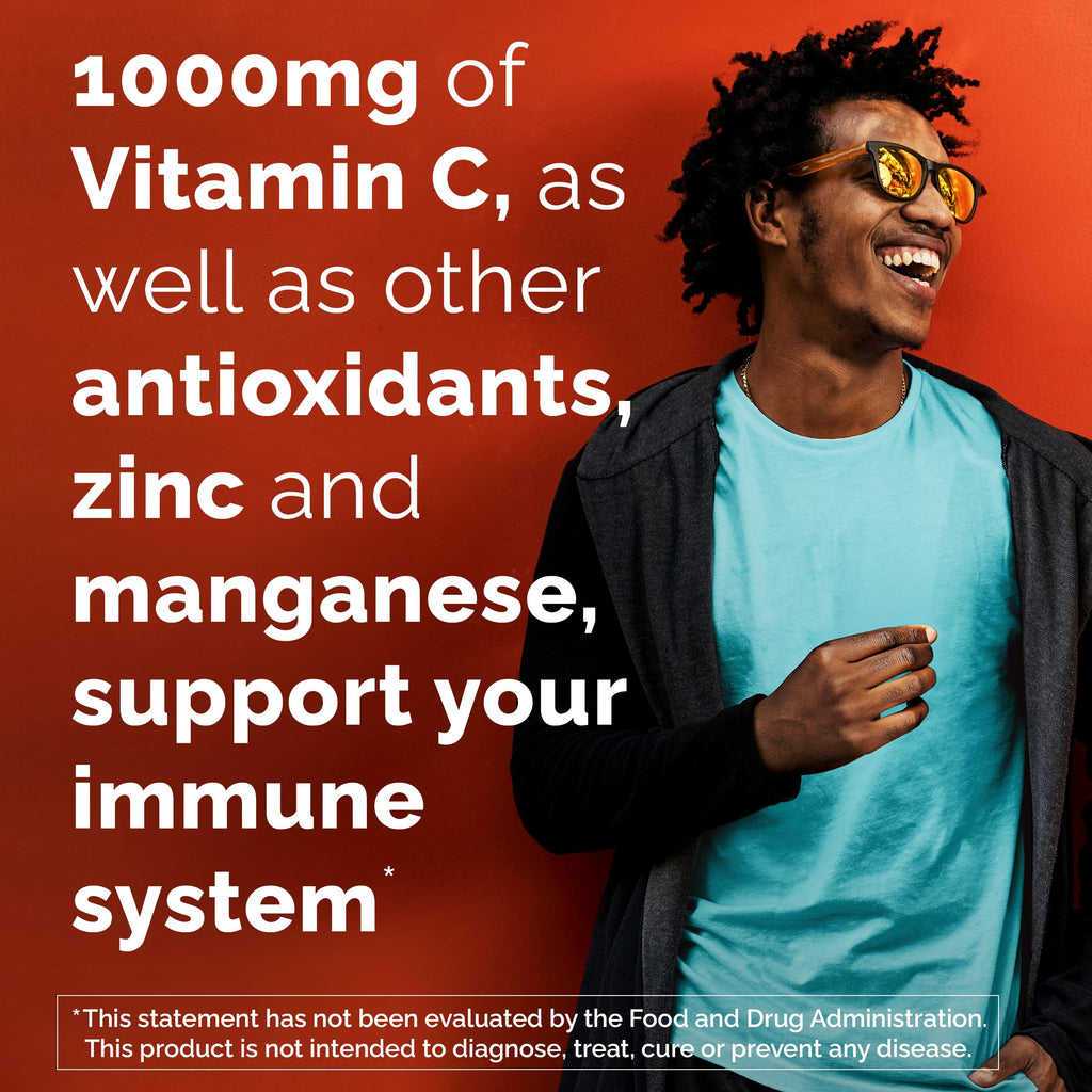 Emergen-C Vitamin C 1000mg Immune Support, Raspberry Lemonade, 36 Packets | Zero Sugar, B Vitamins for Energy, Zinc and Manganese, Electrolytes, Stevia Sweetened, Caffeine Free