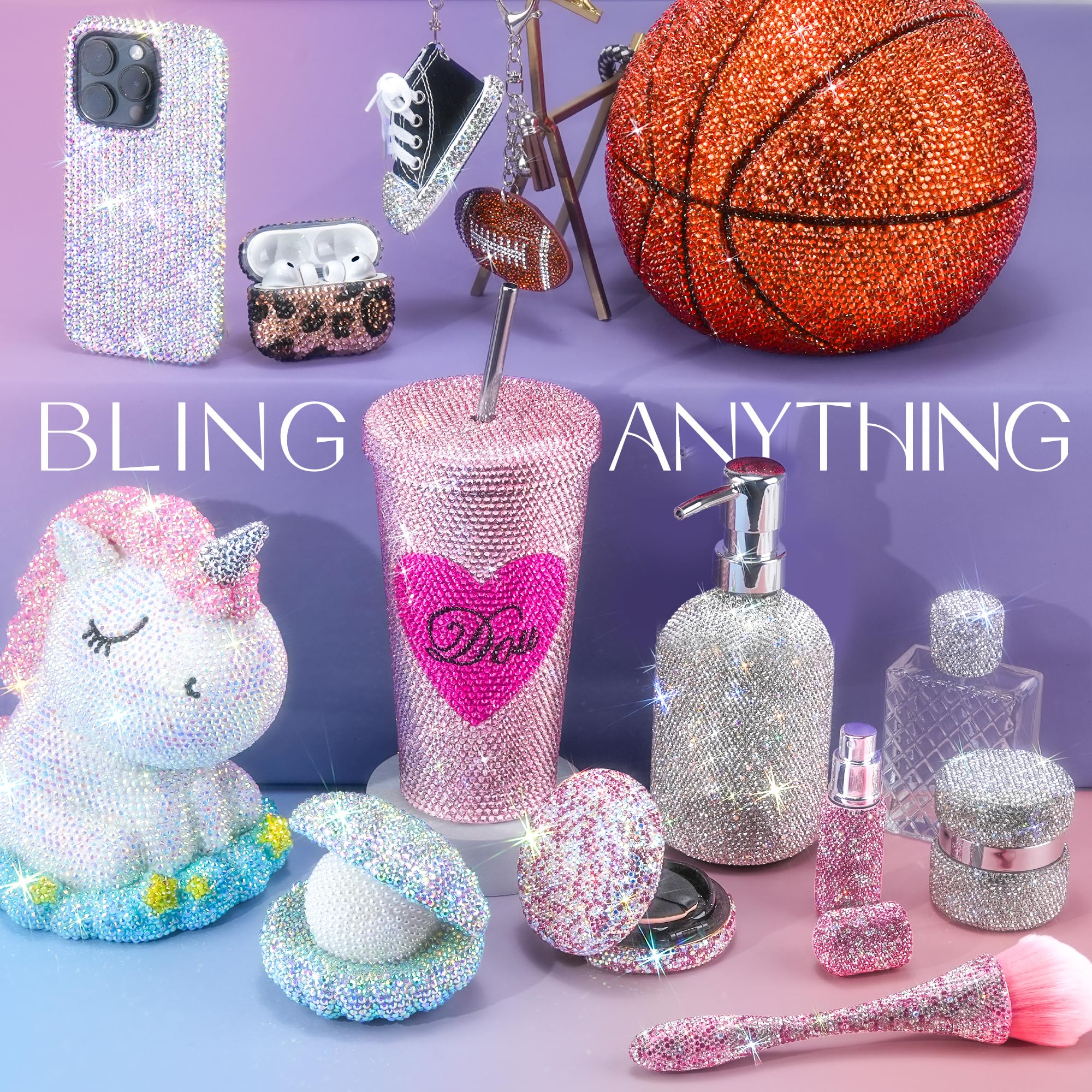 50000Pcs Bedazzling Kit with Rhinestones 3mm, 40 Colors Bedazzler Kit Resin Rhinestones Nail Gems & Glitter Gem Art Supplies, Diamond Art Kits Accessories with Pickup Pen, 4pcs 10ml B7000 Glue