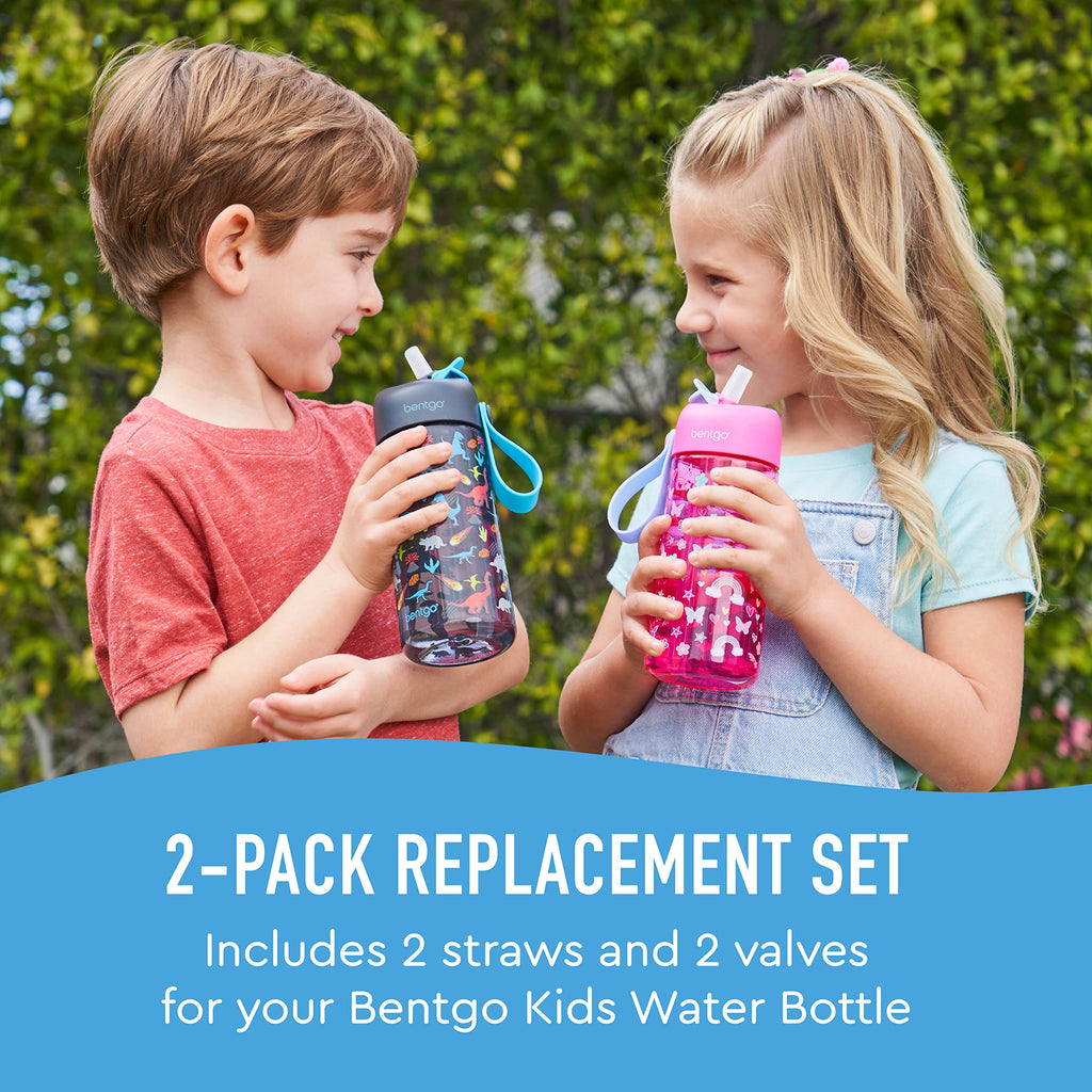 Bentgo® Kids Water Bottle Replacement Straws - 2-Pack of Reusable, Leak-Proof, BPA-Free, Safe-Sip Straws & Valves for Bentgo Water Bottles (BGKDWB, BGKDSTBL)