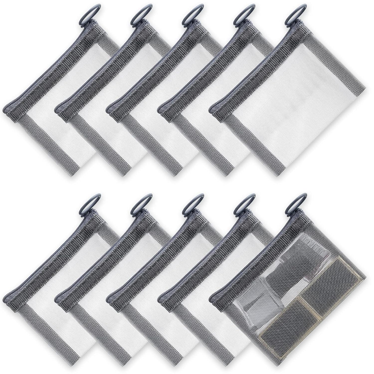 Buy now Frienda 10 Pcs Small Mesh Bags with Zipper Mini Zipper Mesh Bags Nylon Cosmetic Coin Purse Pouches Portable Reusable Storage Pouch with Keychain for Women Home Travel(3 x 4 Inch,Grey) 5 x 4 Inch Grey at indiglob india