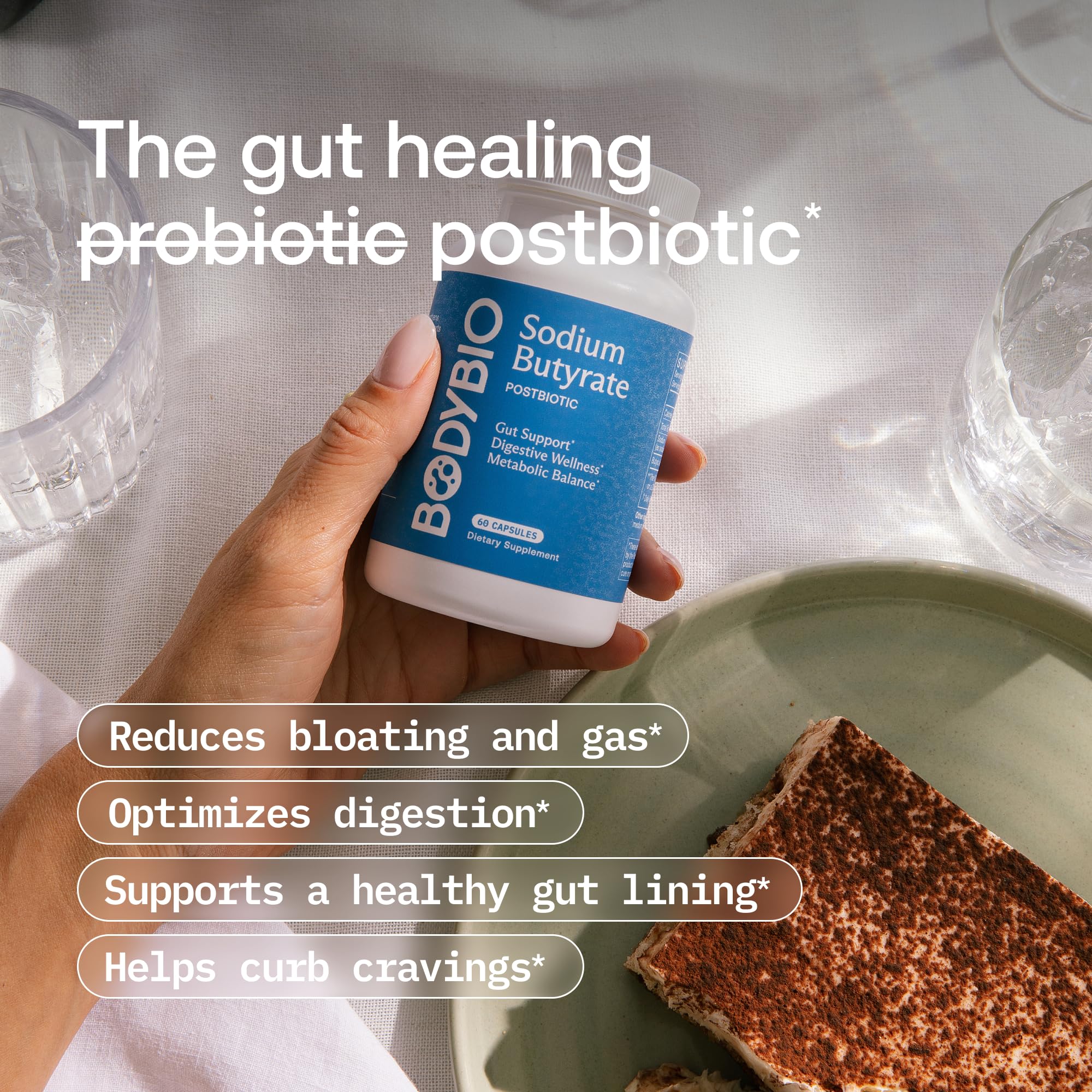 BodyBio Butyrate Sodium- Postbiotic for Gut & Digestive Support | Gut Health, Digestive Support, Bloating, Gas & Constipation Relief, Leaky Gut Repair