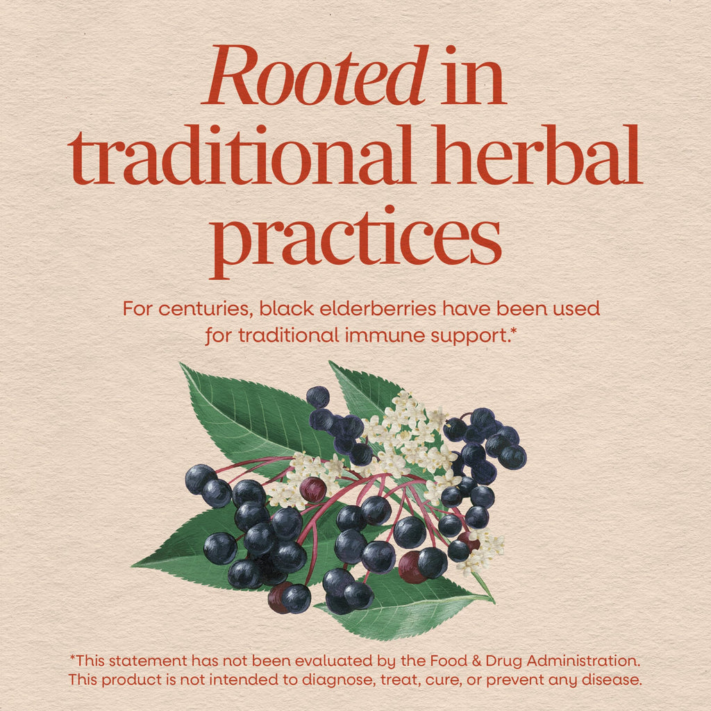 Nature's Way Black Elderberry Capsules, 1,150 mg per Serving, Vegan, 100 ct | Traditional Immune Support Supplement with Elderberry and Elderflower*, Plant-Powered Vegan Capsules