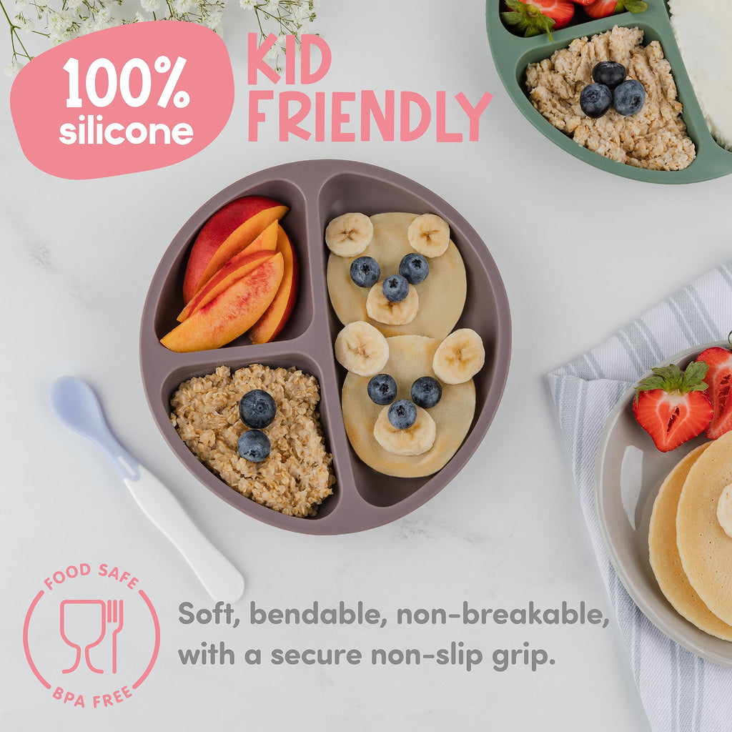 ChériKid Toddler Plates with Suction, Silicone Suction Plates for Baby