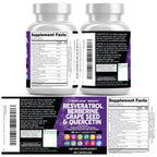 Clean Resveratrol Supplement | Berberine Grape Seed Extract Quercetin Green Tea Extract Acai Noni Polyphenol Supplement for Women & Men N-Acetyl Cysteine