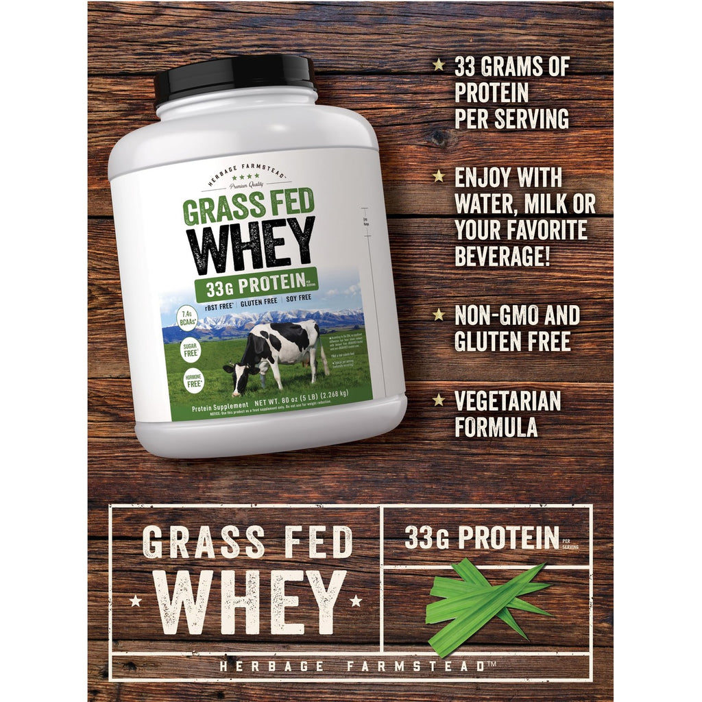 Carlyle Grass Fed Whey Protein Powder | 5lb (80 oz) | Unflavored