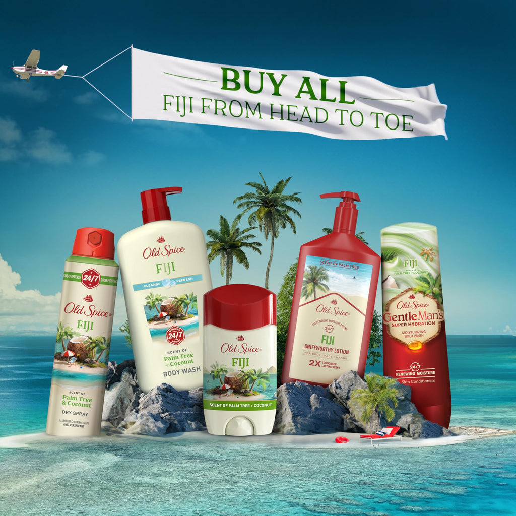 Old Spice Dry Feel Antiperspirant Deodorant for Men, 24/7 Freshness, 24/7 Sweat & Odor Protection, Gentle on Skin with Skin Conditioners, Fiji with Palm Tree + Coconut Scent, 2.6 oz (Pack of 3)