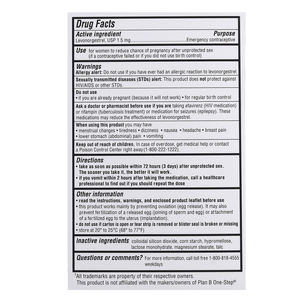 Ohm My Choice Emergency Contraceptive Pill Levonorgestrel 1.5mg