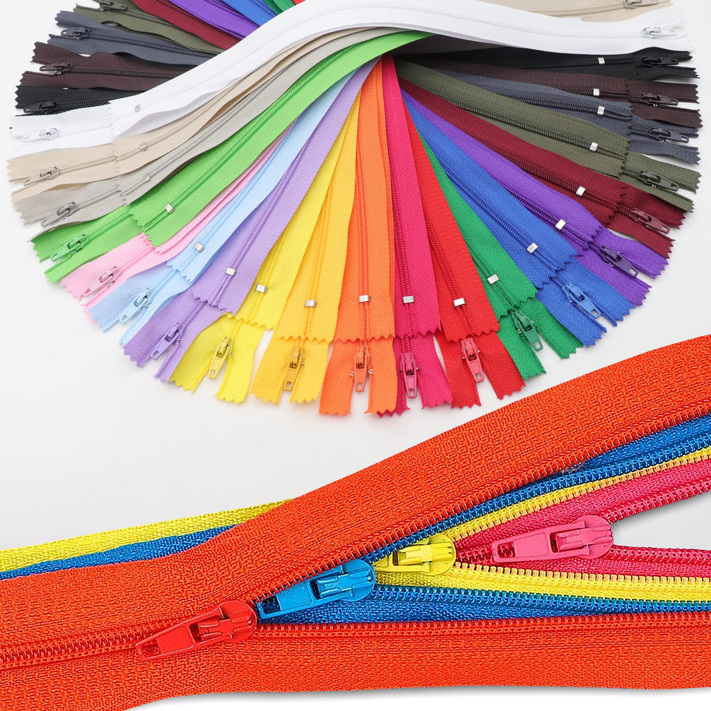 YAKA 80pcs 7 Inches 9 Inches 12 Inches 16 Inches Mixed Nylon Coil Zippers Colorful Sewing Zippers for Tailor Sewing Crafts, 20 Colors