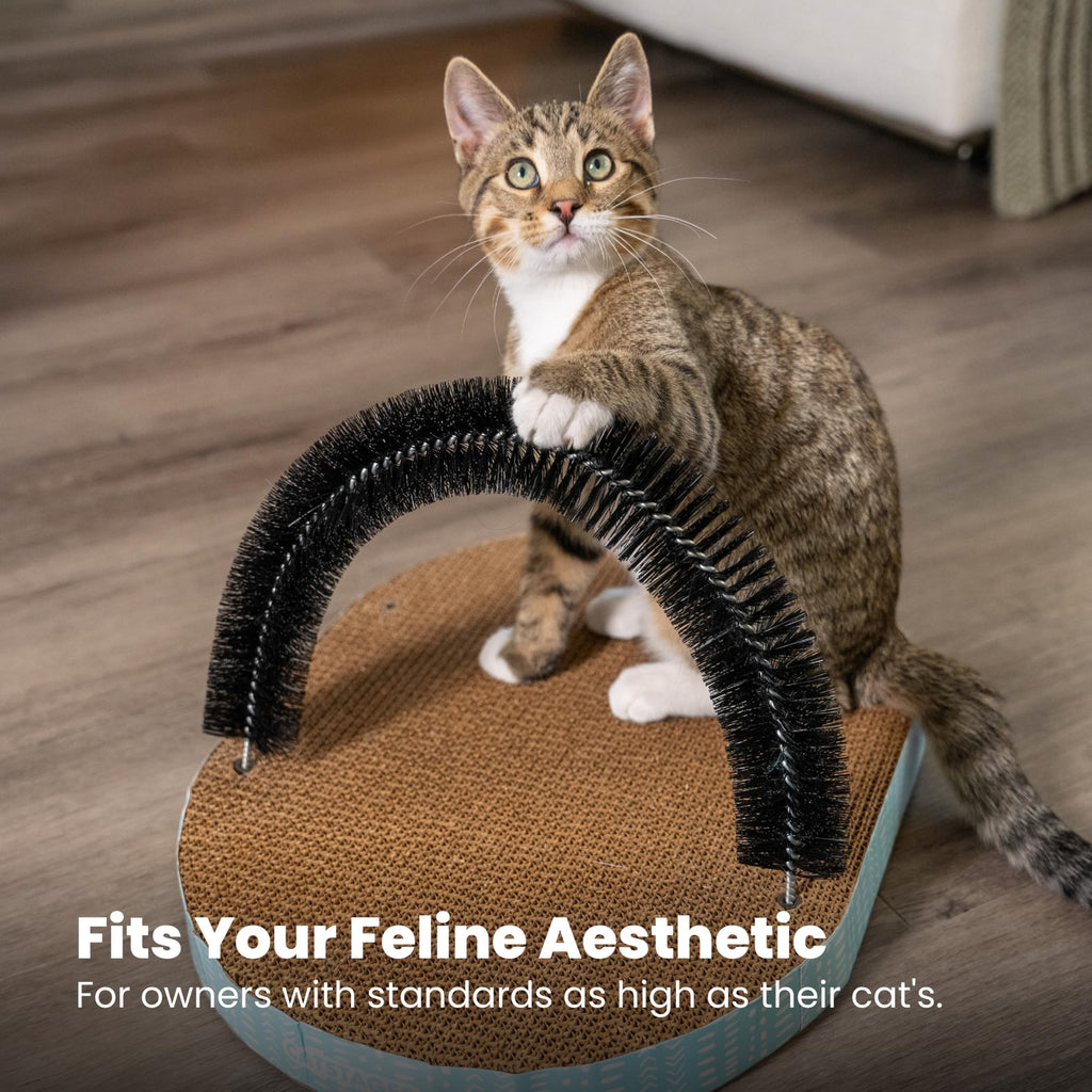 Catstages Scratch & Groom 3-in-1 Cat Scratcher, Brush, and Lounger, 18"