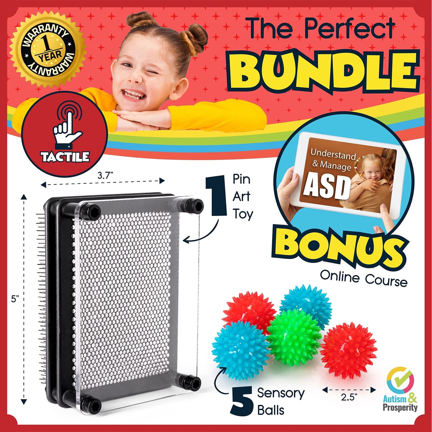 Buy now Autism & Prosperity Kids Highly-Tactile Stimming Alternative Bundle for Autistic Children â€“ ASD Child Boys Girls Teens - Calming Pin Art & Spiky Balls - Sensory Stimulation Toys Product Tool Item at indiglob india