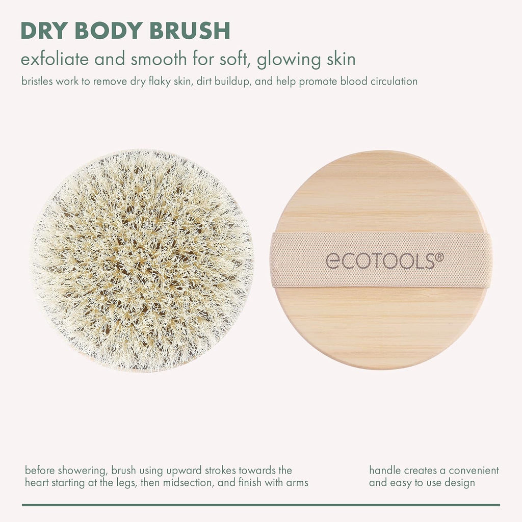 Buy now EcoTools Dry Body Brush, Cruelty-Free Bristles Exfoliate & Smooth Skin, Dry Brushing Removes Flaky Skin, May Help Improve Circulation & Tone, Eco-Friendly Skincare Tool, Vegan & Cruelty-Free, 1 Count at indiglob india