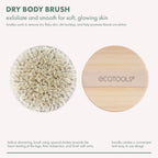 EcoTools Dry Body Brush for Dry Brushing, Smooth Skin, 1 Count | Soft, glowing skin, body scrub brush, leg exfoliator, travel size, bamboo handle