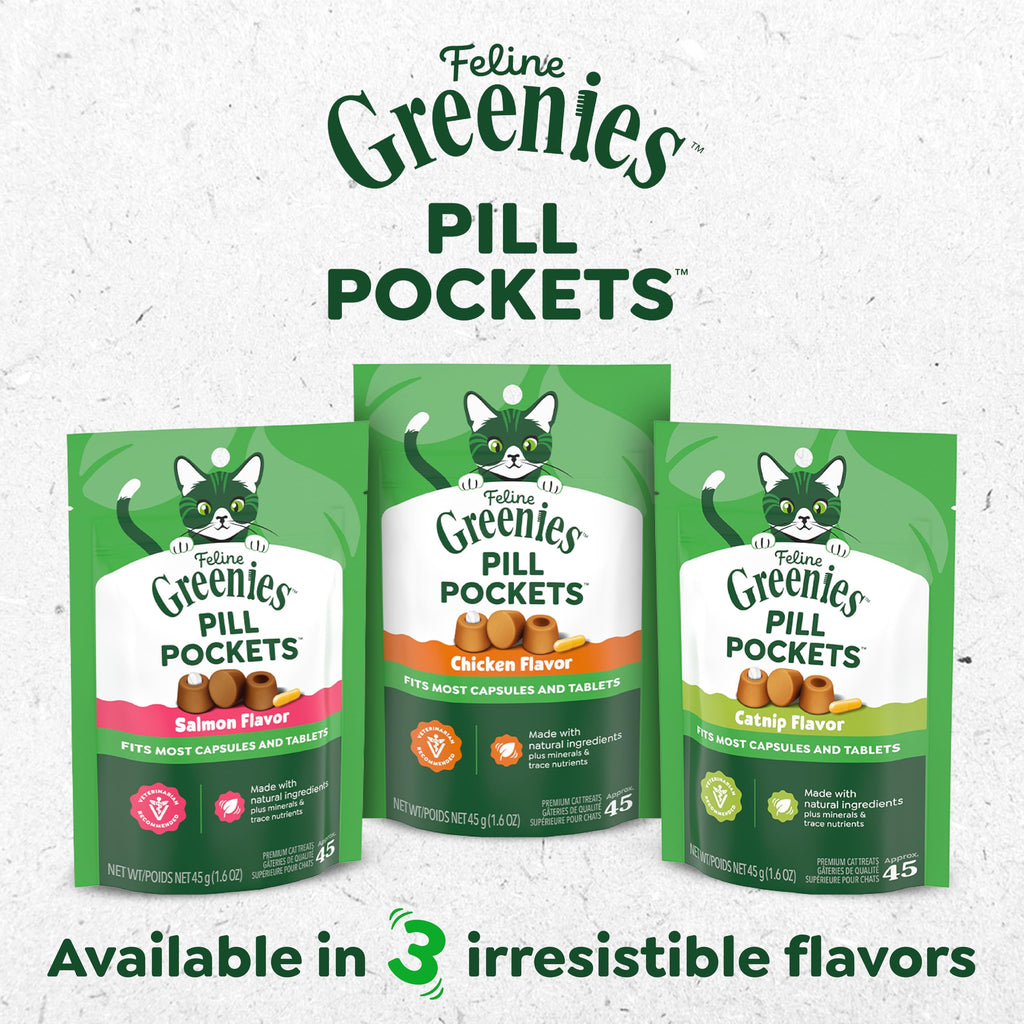 Buy now Greenies Feline Pill Pockets for Cats Soft Cat Treats, Chicken Flavor, 1.6 oz. Pouch, 45 Count at indiglob india