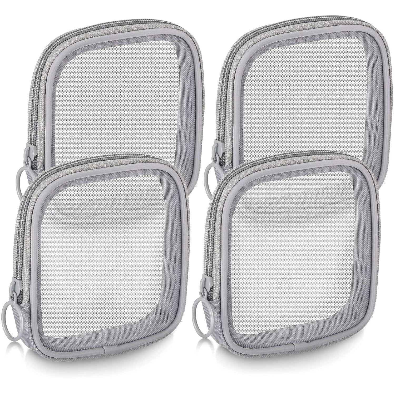 Buy now Weewooday 4 Pcs Mesh Makeup Bag Mesh Cosmetic Bag Travel Toiletry Pouch with Zipper Mini Makeup Cosmetic Purse for Daily Accessory(Small,Black) Small Gray at indiglob india