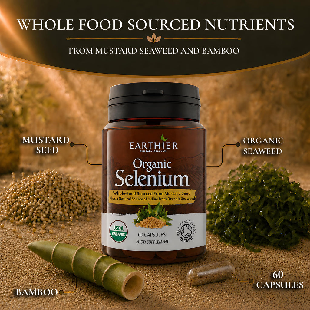 Organic Selenium 200 mcg with Iodine and Silica All from Certified Organic Whole Foods - Two Month Supply