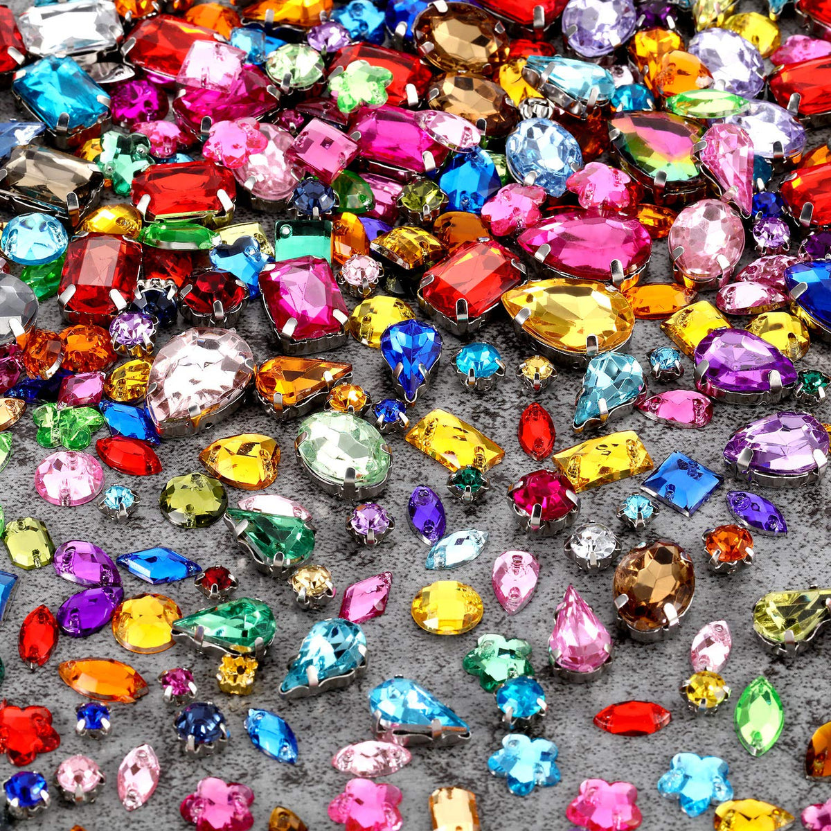 WILLBOND 320 Pcs Sew on Rhinestone Acrylic Crystal Gems Mix Shape Mix Size