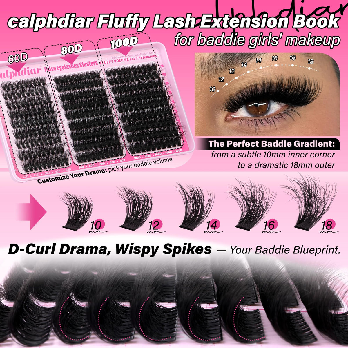 Premium imported Calphdiar Bottom Lash Clusters for dramatic, wispy eye looks. Perfect for baddie makeup styles.