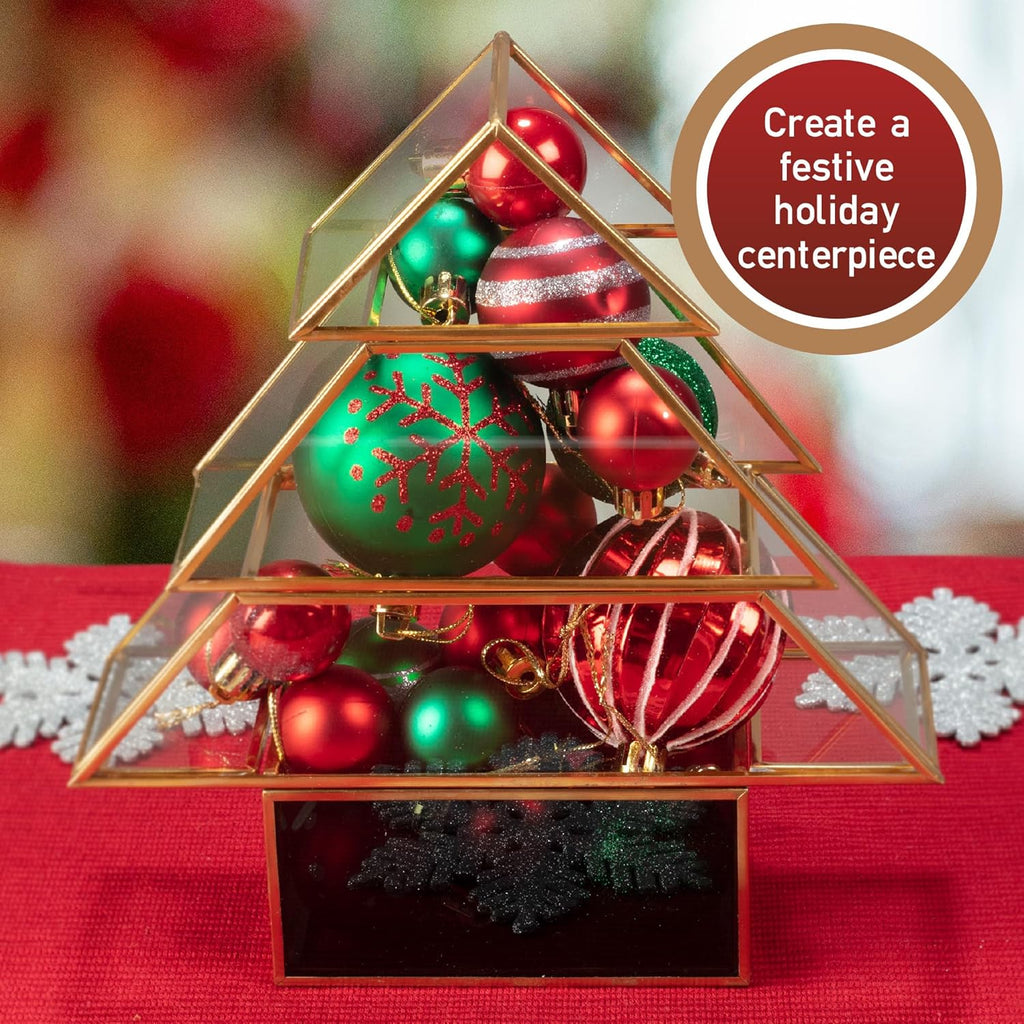 Buy now Christmas Tree Glass Terrarium- 8" Festive Planter for Holiday Home Decor- Add Xmas Cheer w DIY Succulents, Lights & Ornaments- Tabletop Centerpiece or Mantel, Office Decorations- Plant Lovers Gift at indiglob india