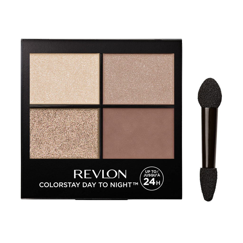 Revlon ColorStay Day to Night Eyeshadow Quad, 555 Moonlit, 0.16 oz | Longwear eyeshadow quad with velvety, blendable matte & shimmer shades. Crease & smudge proof. Up to 24hr wear.