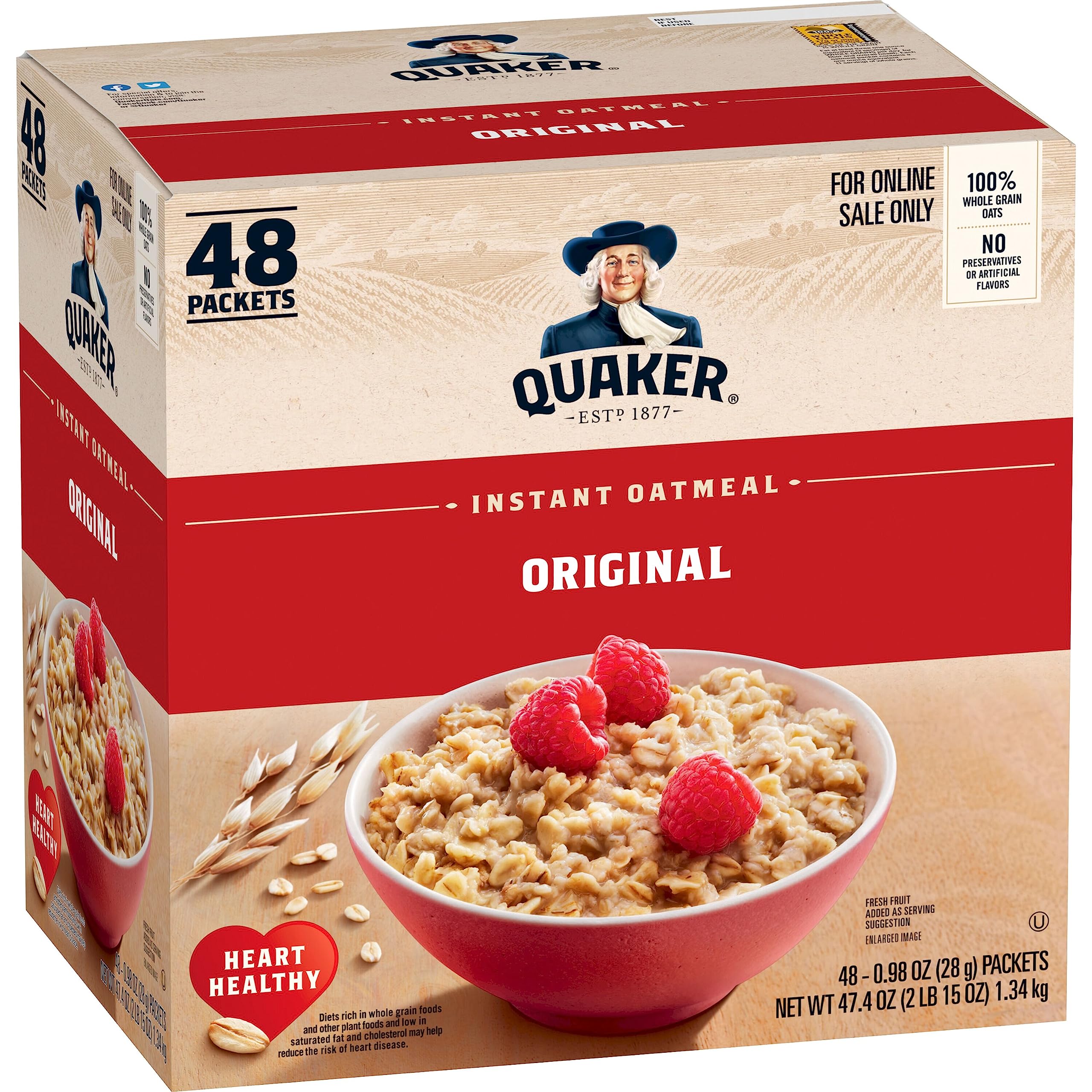 Buy now Quaker Instant Oatmeal Fruit & Cream Variety Pack, Single Serve Packets, (44 Pack) Original at indiglob india