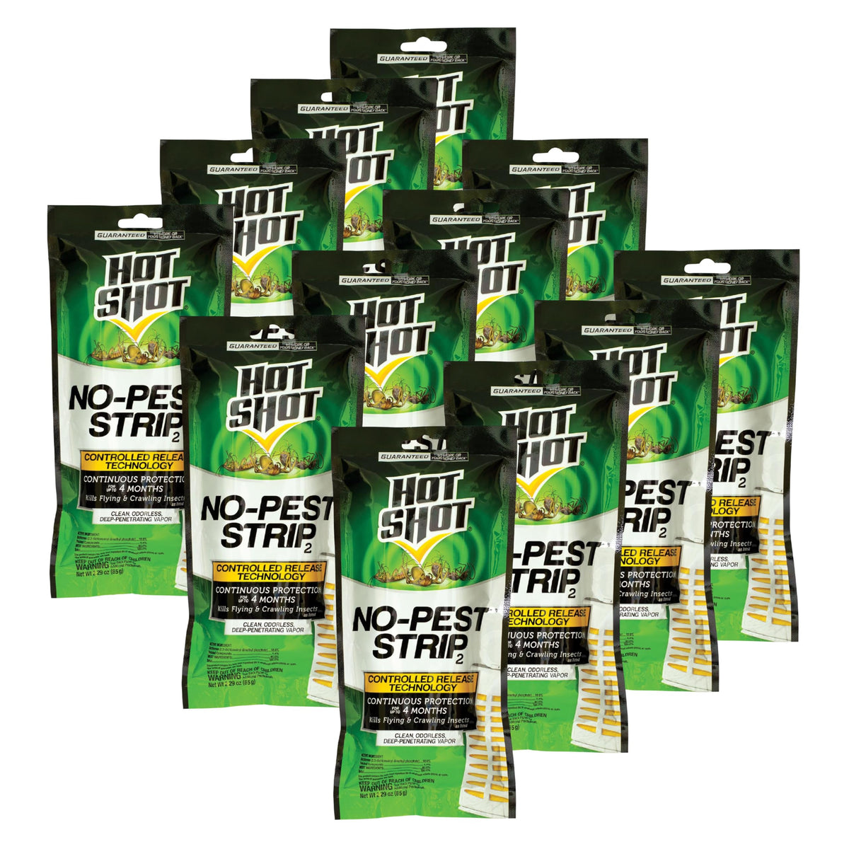 Hot Shot No-Pest Strip, Kills Flying and Crawling Insects, 12 Pack