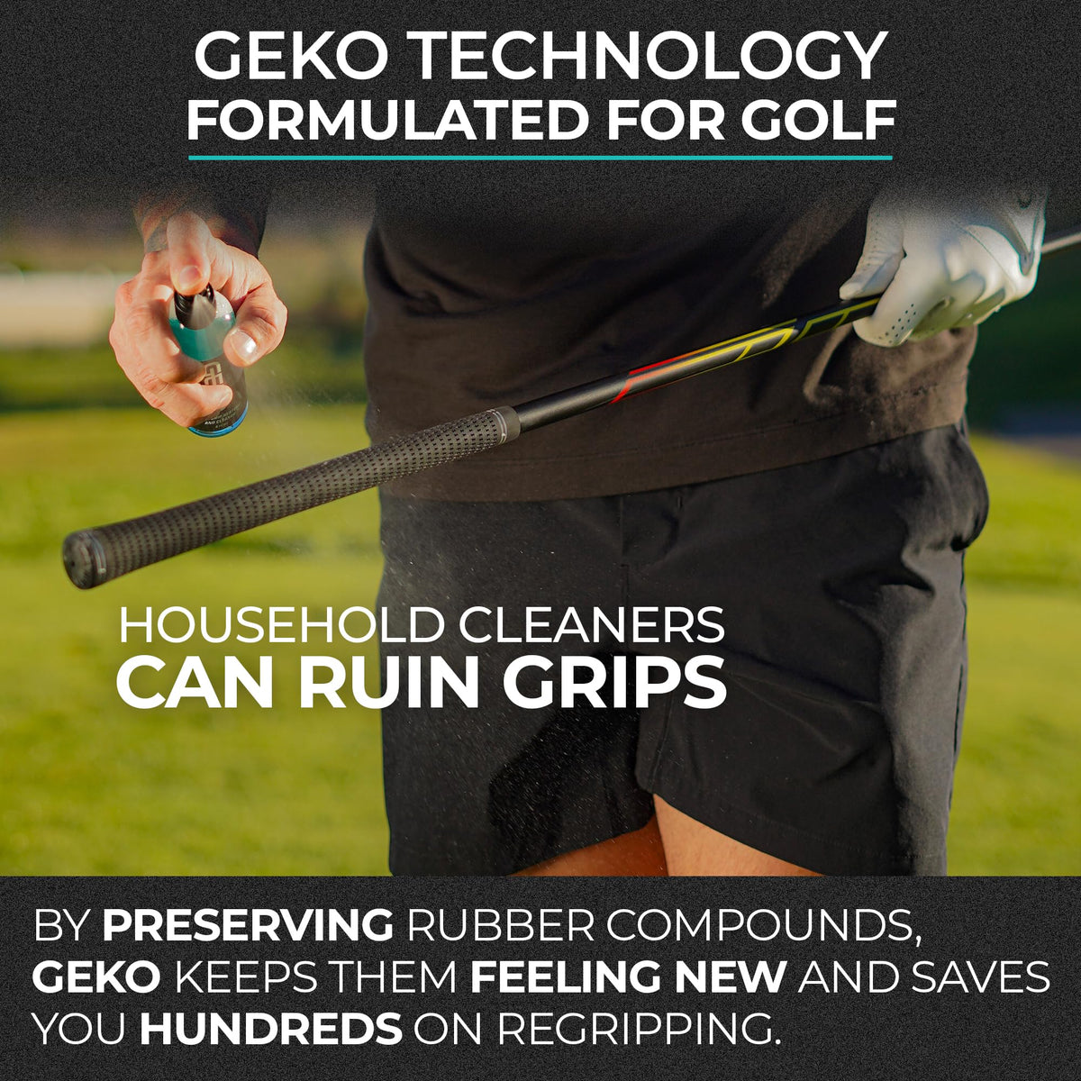 Geko 2-in-1 Grip Restore & Cleaner – #1 Golf, Basketball, Football, Volleyball, and Baseball Grip Spray – Restores Grip, Shoe & Glove Traction, Removes Dirt & Oil, Restores Control & Consistency