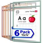 SCRIBBLEDO Dry Erase Pockets 6 Pack Boho Colors Reusable Sleeves 10x14”