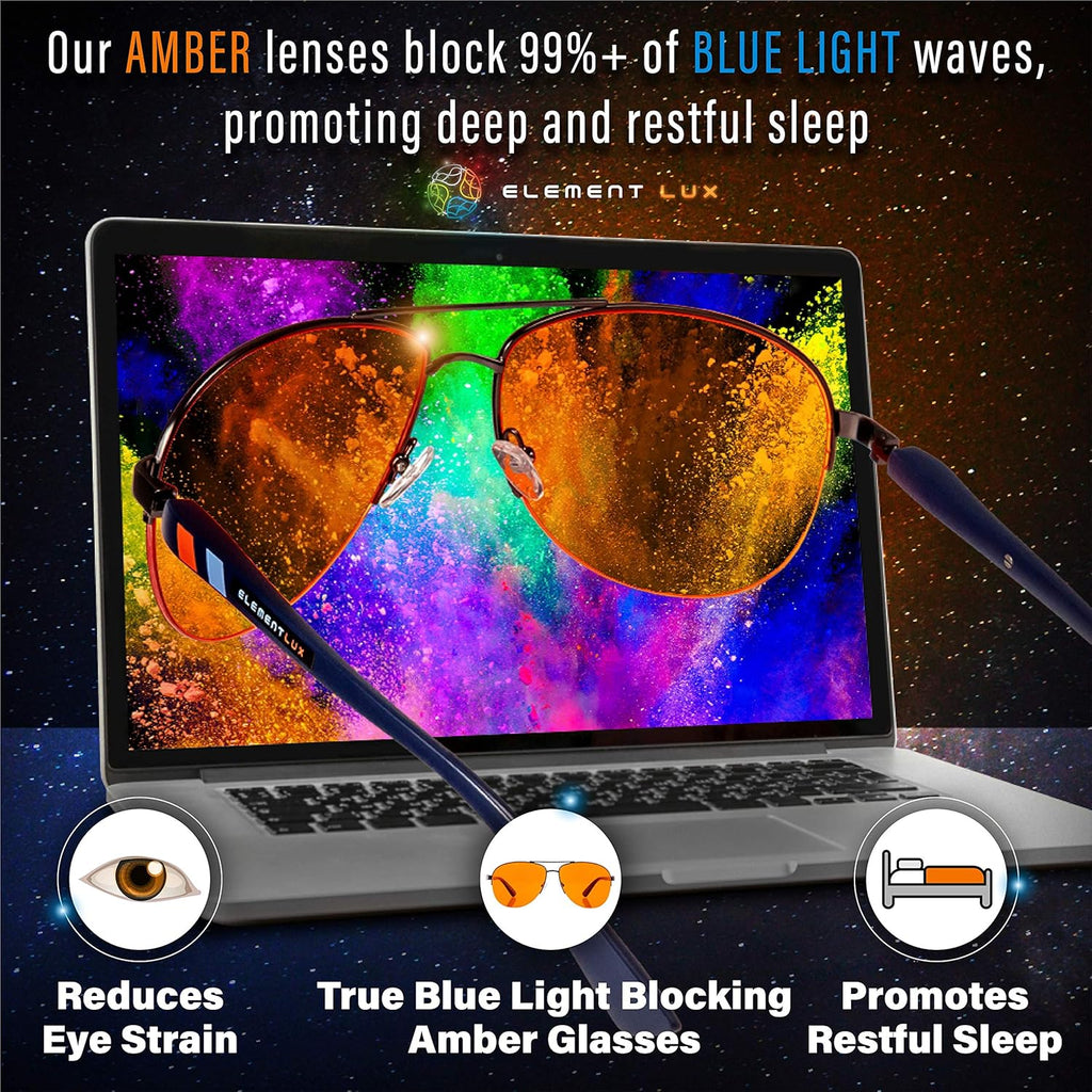 Buy now Blue Light Blocking Glasses Amber Lenses - For Better Sleep, Gaming, Eye Strain, Computer at indiglob india
