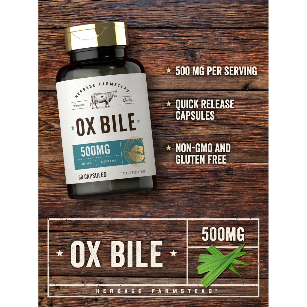 Carlyle Ox Bile Supplement 500 mg | 60 Capsules | Digestive Enzymes