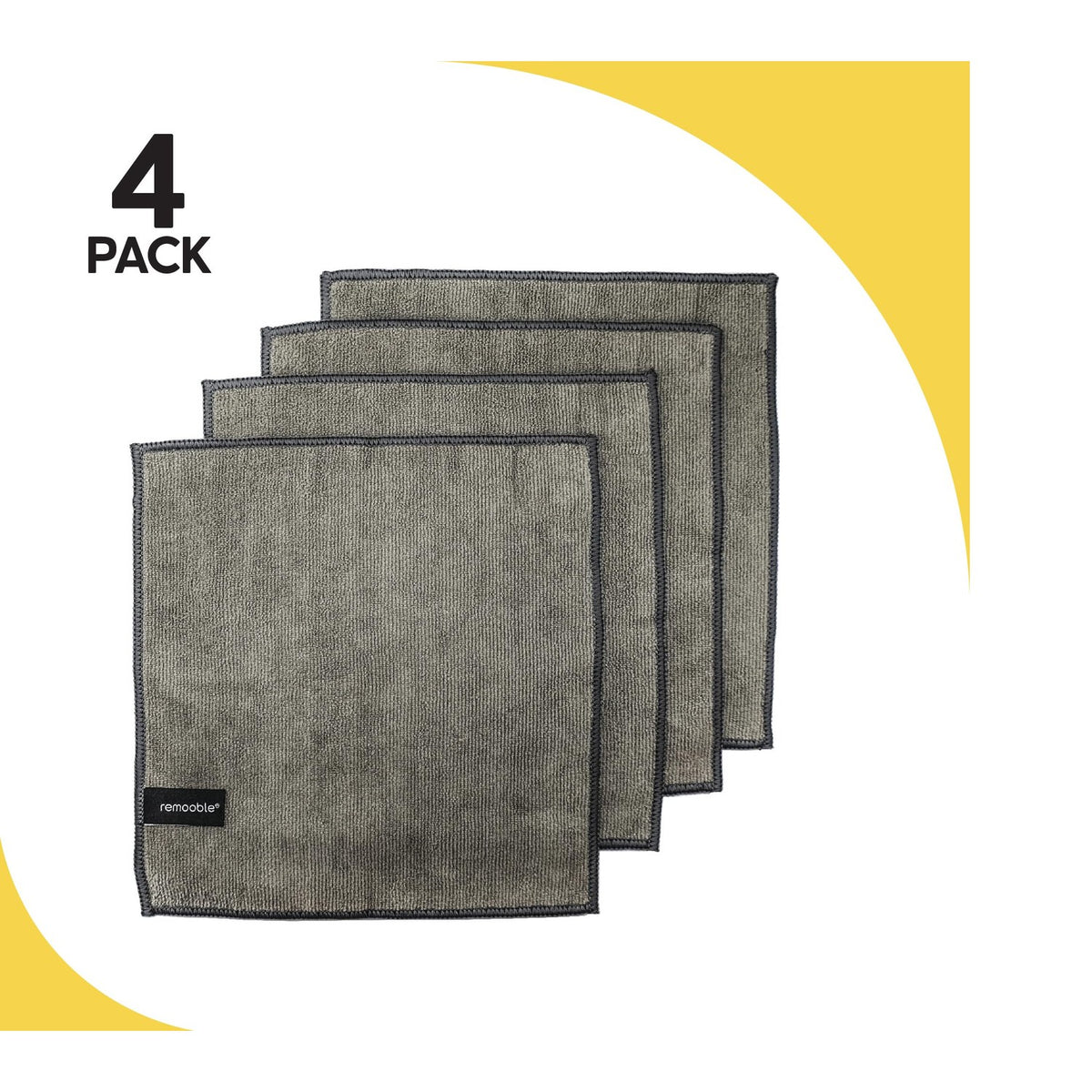Remooble 4 Pack Magnetic Microfiber Cleaning Cloth Dry Erasers for Whiteboards - Towel Hangs on Metal Edged White Boards, Glassboards, and Blackboards Washable - 10'' X 10''