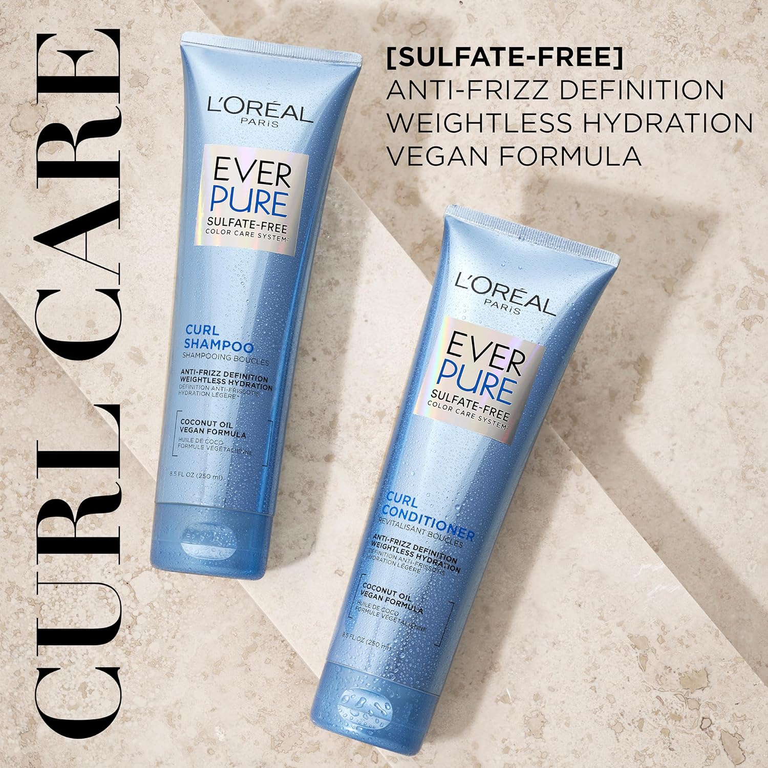Buy now L'Oreal Paris Sulfate Free Conditioner for Curly Hair, Lightweight, Anti-Frizz Hair Care with Coconut Oil, EverPure, 8.5 Fl Oz (Packaging May Vary) at indiglob india